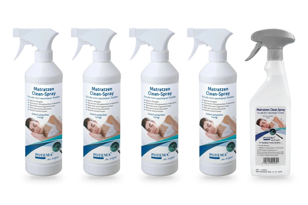 POTEMA Vorratswochen – Vorteilspaket | 4 × 500 ml + 1 × 750 ml Matratzen Clean Spray