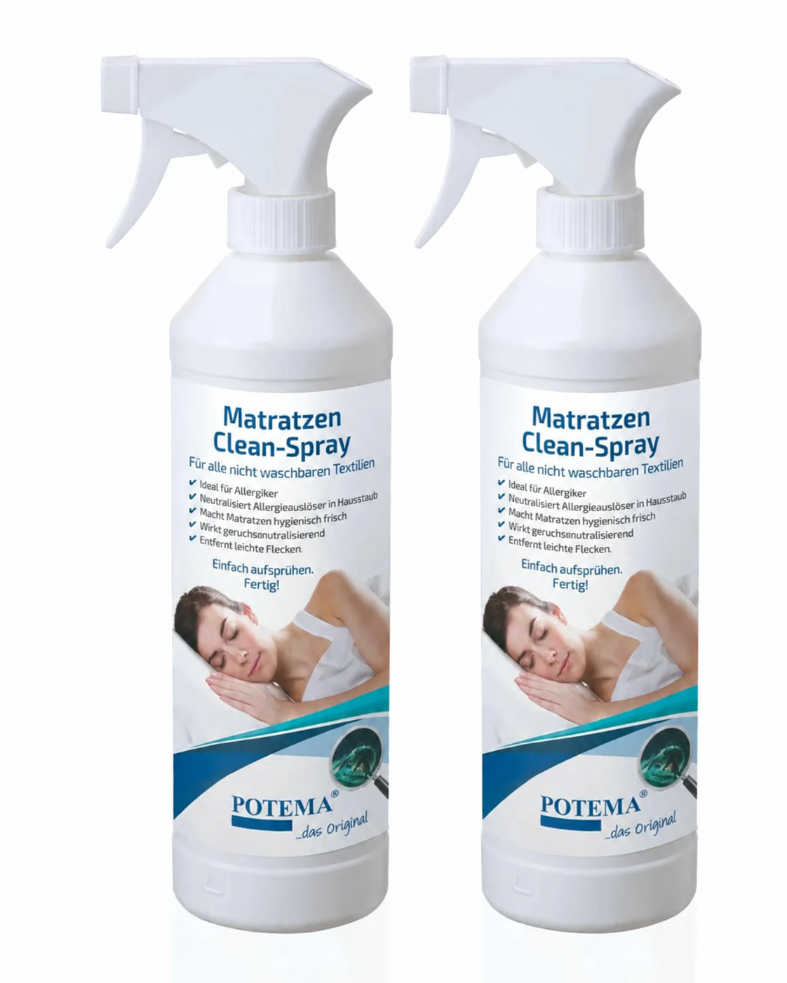 Matratzen hygienisch reinigen & Allergene reduzieren – POTEMA® Matratzen Clean Spray 2er Vorteilspaket (2x 500 ml)
